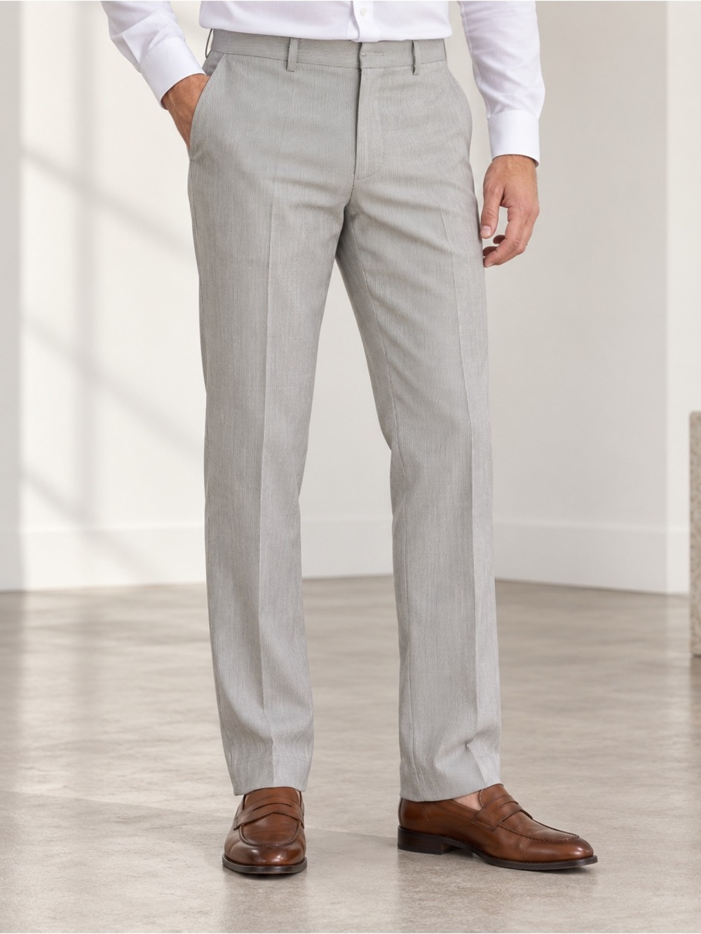 Banana Republic Monogram Wool Pinstripe Suit Pants Gray 32x34